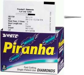 Piranha Diamonds FG #858.014 Fine Grit, Needle Shaped, Single Use Diamond Bur. Package of 25 Burs