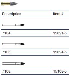 SS White FG #7108 12 blade flame finishing bur, p