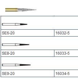SS White FG #SE9-20 Round Safe End Taper Carbide Bur. Package of 5 Burs