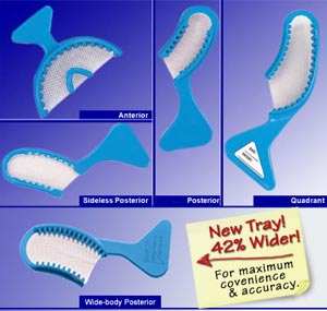 3-Way Tray Wide-Body Posterior Bite Registration/Impression Tray, plastic with non-tear mesh, box