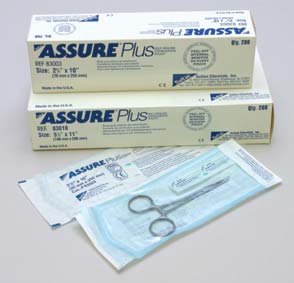 Assure Plus 2.75" x 10" sterilization pouch with peel-off sealing strips, box of 200