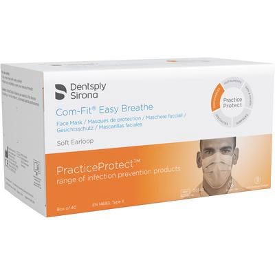 Com-Fit Easy Breathe Ear-Loop Procedural Mask, Blue, 40/Bx. PFE 97% at 0.1 micron, Differential