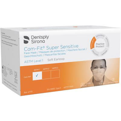 Com-Fit Super Sensitive ASTM Level 1 Earloop Mask White, 50/Bx