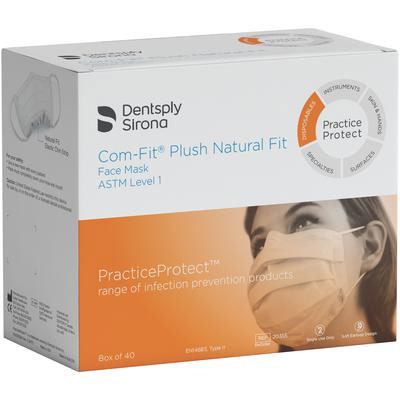 Com-Fit Plush Natural Fit Masks - WHITE 40/Bx. ASTM Level 2. Ear-Loop. Fluid Resistant. Innovative