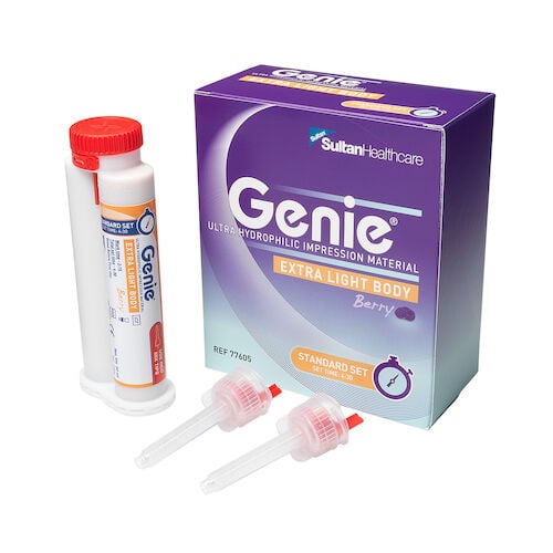 Genie VPS Impression Material - Extra-Light Body, Standard Set, Berry Flavor, Red, 2x 50ml