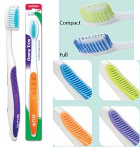 Dome Trim Toothbrush, with ultra-soft bristles and compact head. Box of 12 toothbrushes