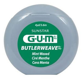 GUM ButlerWeave Waxed Mint Dental Floss, Box of 144 Dispensers, 4 yard of Floss Each