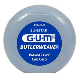GUM ButlerWeave Waxed Unflavored dental Floss, Box of 144 Dispensers, 4 yard of Floss Each