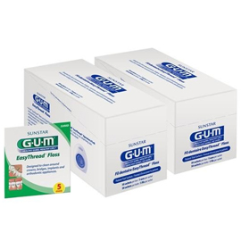 GUM EasyThread Floss Sample Pack: 50 envelopes/Bx, Pack of 2 Boxes. Double-ended, threader