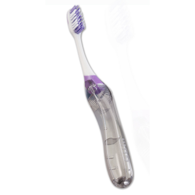 GUM Ortho Travel Toothbrush with Soft V-Trim Bristles, 4 Rows, 34 Tufts, Snap-Lock Cap