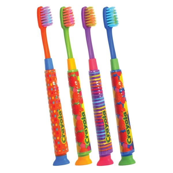 GUM Crayola Deep Clean Toothbrush, Kids, Assorted Colors, 12/Pk. Individually Packaged. Ultra-soft