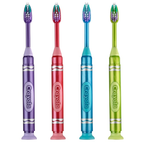 GUM Crayola Metallic Marker Toothbrush, Assorted Colors, 12/Pk. Ultra-soft bristles, suction cup