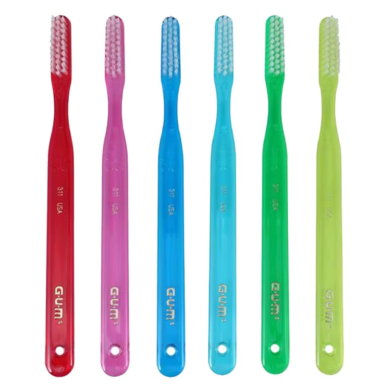 GUM Classic Toothbrush - Slender size Soft Adult toothbrush with Classic Handle, 3 Rows, 31 Tufts