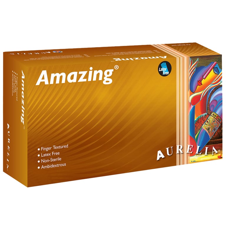 Aurelia Amazing Nitrile Powder-Free Exam Gloves, Medium, Violet, 300/Bx, Case of 10. Beaded cuff