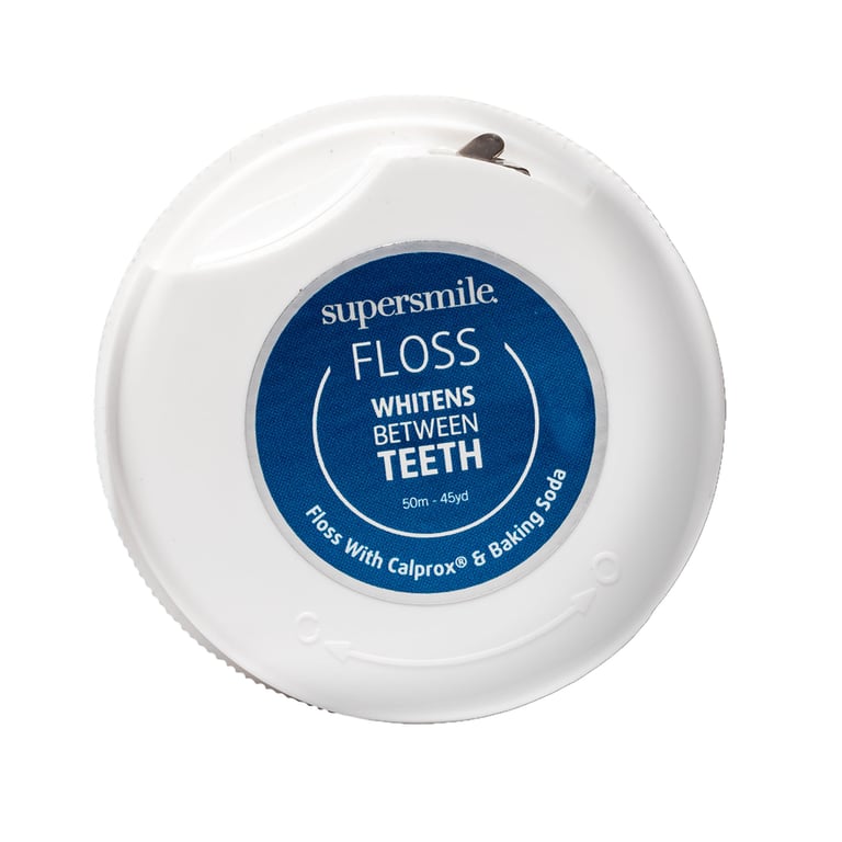SuperSmile Unwaxed Whitening Floss, Mint, 45Yds Dispenser, 1/Pk. Infused with Calprox and baking