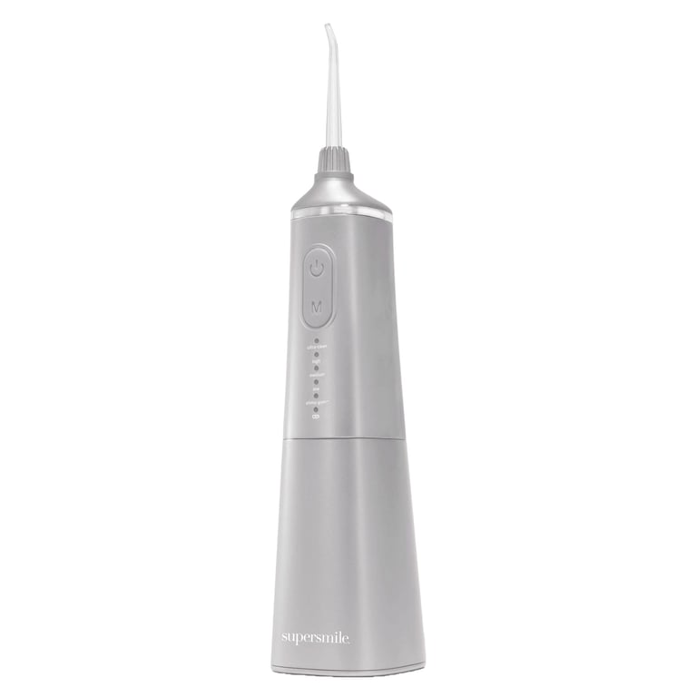 SuperSmile Zina Water Flosser, Silver, 1/Pk. Improves gum health by removing particles, plaque