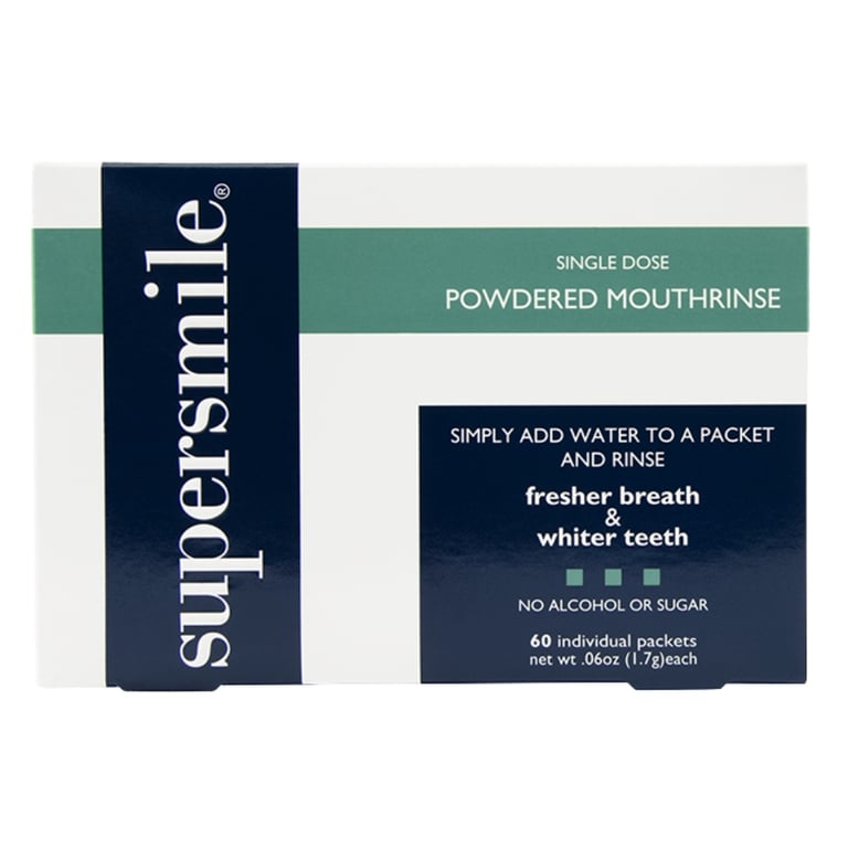 SuperSmile Single-Dose Whitening Powdered Mouthrinse, 1.7g Packet, 60/Pk. Safely dissolves surface