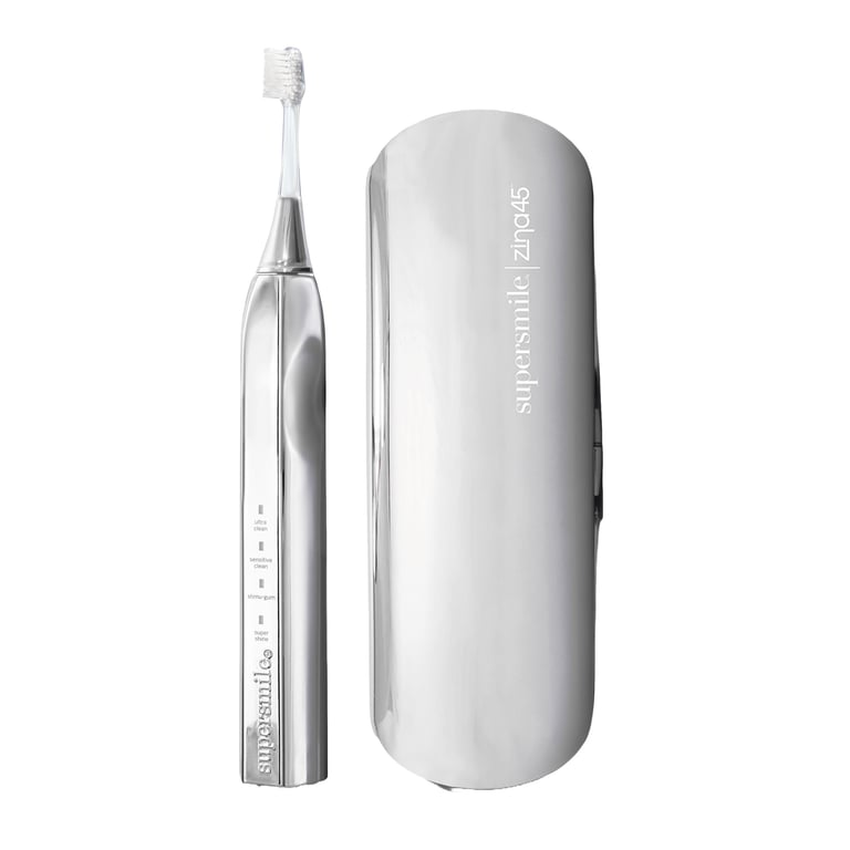 SuperSmile Zina45 Sonic Pulse Electric Toothbrush, Silver with Case, Single Kit. Includes