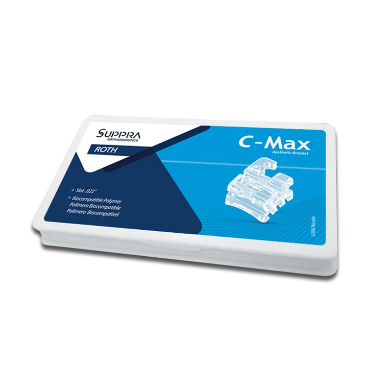 C-Max Aesthetic Roth Bracket, 0.22, 6X6, 24/Pk. Hook 3,4,5 with metal molar tube. Suppra base