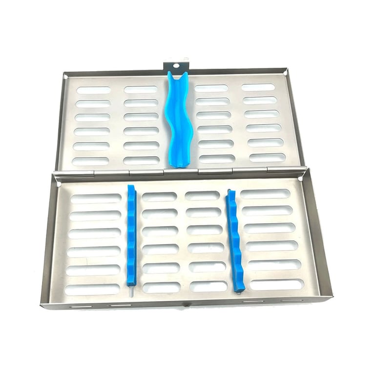 SUPPRA 6-Instrument Cassette, Single Cassette. Size: 3.5" x 7.1" x 0.75". Stainless steel cassette