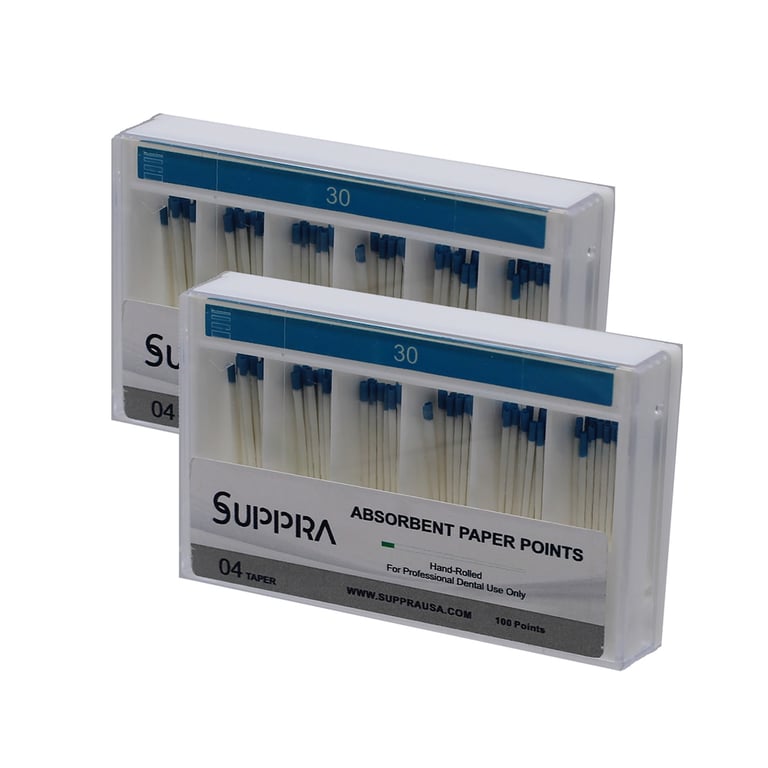 SUPPRA Absorbent Paper Endodontic Points, #30 0.04 Taper, Blue, 100/Pk. Designed with ISO