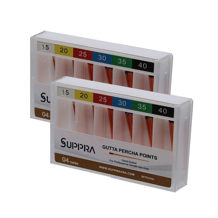 SUPPRA Gutta Percha Endodontic Points, #15 - 40 0.04 Taper, Asst, 60/Pk. Designed with ISO