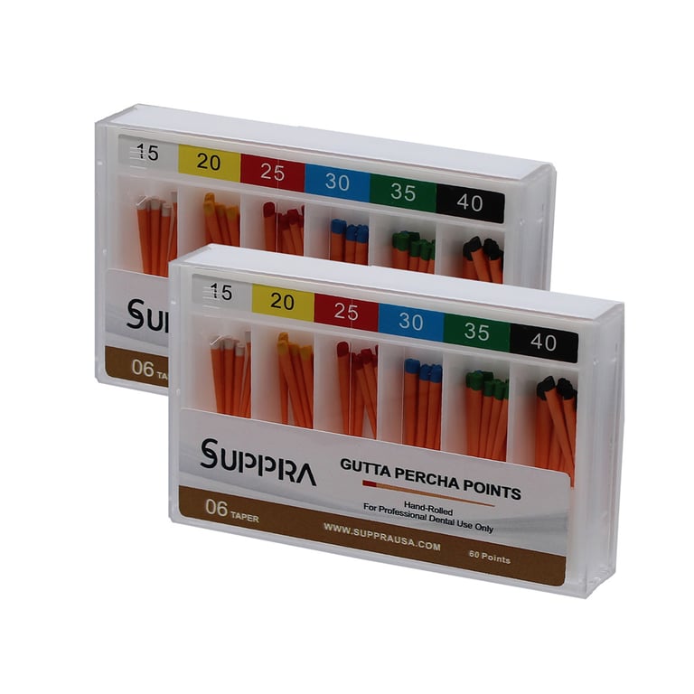 SUPPRA Gutta Percha Endodontic Points, #15 - 40 0.06 Taper, Asst, 60/Pk. Designed with ISO