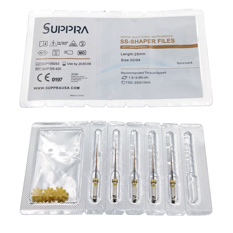 SUPPRA SS - SHAPER Heat Activated Niti Endodontic Files, #20 0.04 Taper, 25mm, 5/Pk. Recommended