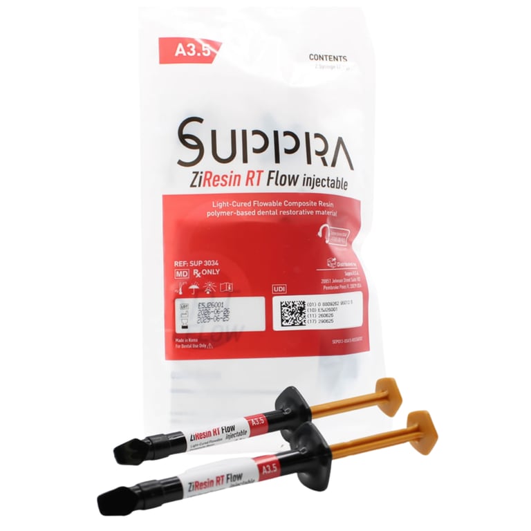 ZIResin RT Injectable Light-Cure Flowable Composite, Shade A3.5, 2.5g, 2/Pk. Stacks and holds its