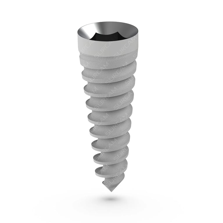 Surcam A-Type Implant, 3.5 x 10.0 mm, 2.43 mm Internal Hex, 1/Pk. Includes abutment screw
