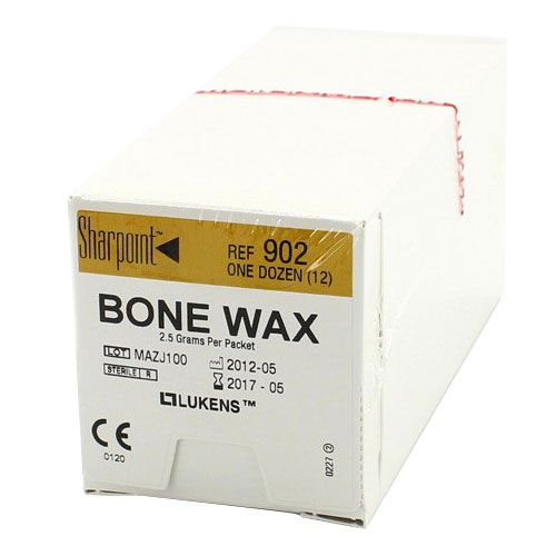 Look Beige Bone Wax, 12 - 2.5 g units of wax. Controls bleeding on bone surfaces in Thoracic