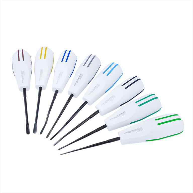 Air Series Luxating Elevators Set, Black (TiN) Tips, Assorted, 8/Pk. Includes 1.5mm straight