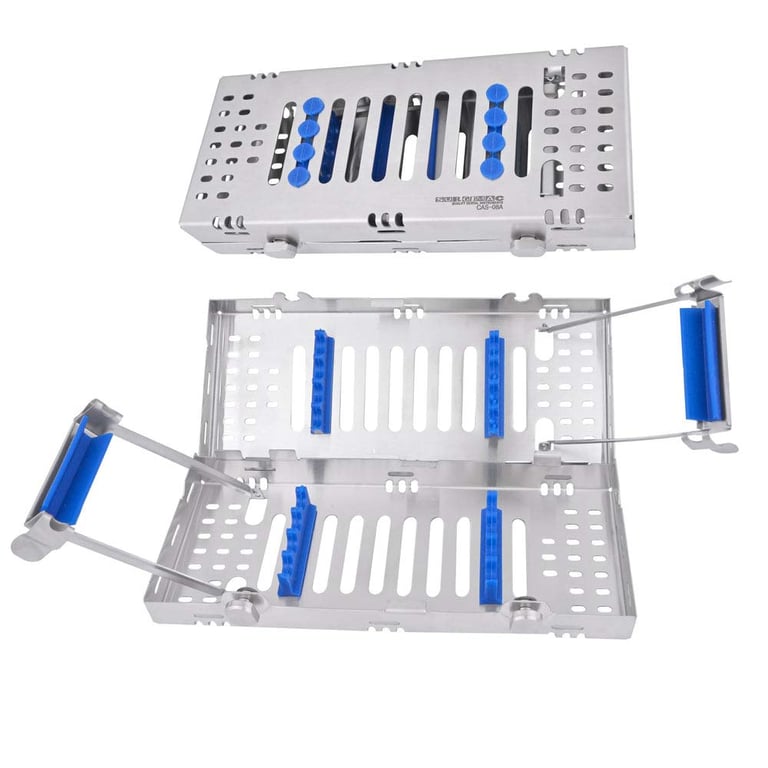 Air Series Sterilization Cassette for 8 Instruments, Stainless Steel with Silicone Holders,1/Pk