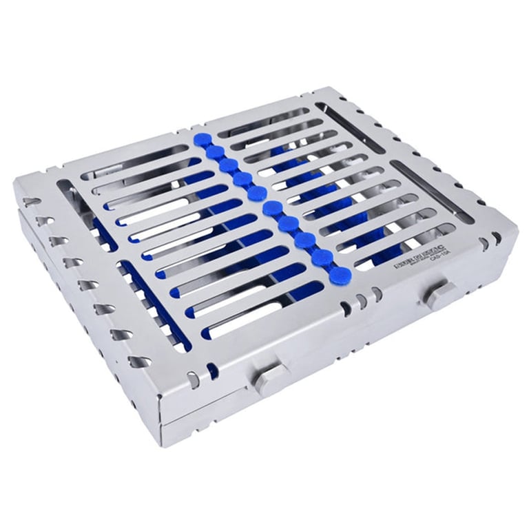 Air Series Sterilization Cassette for 10 Instruments, Stainless Steel with Silicone Holders,1/Pk