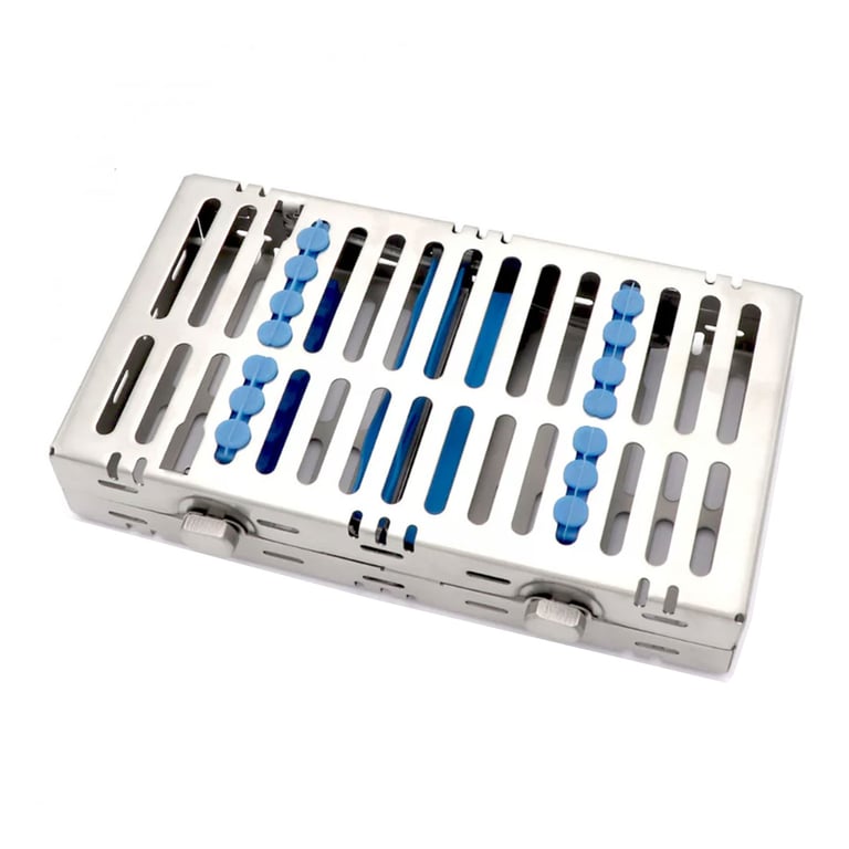 Air Series Sterilization Cassette for 14 Instruments, Stainless Steel with Silicone Holders,1/Pk