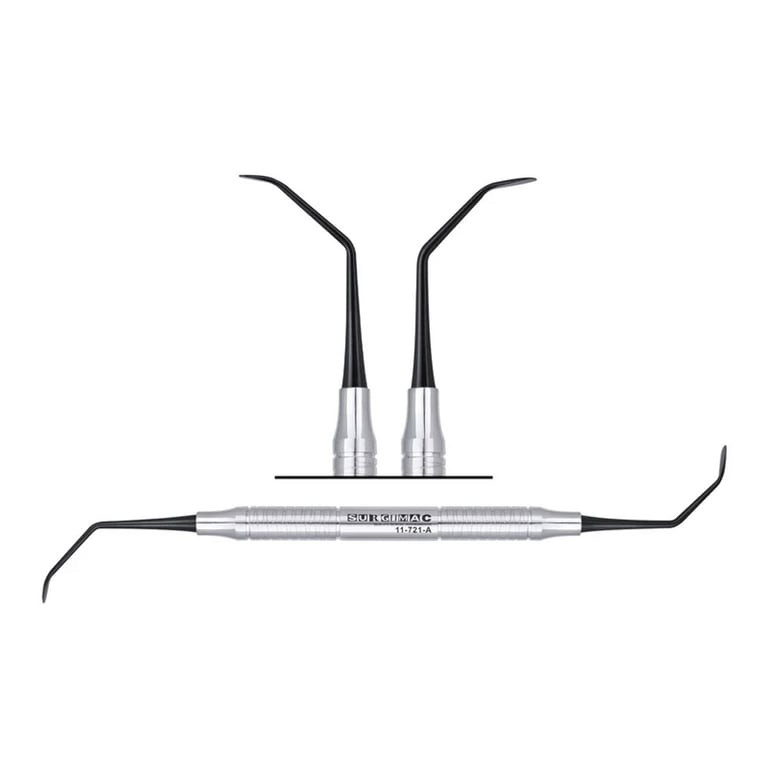 Air Series Stainless Steel Double-Ended #2 Sinus Curette, Black (TiN) Tips, 1/Pk