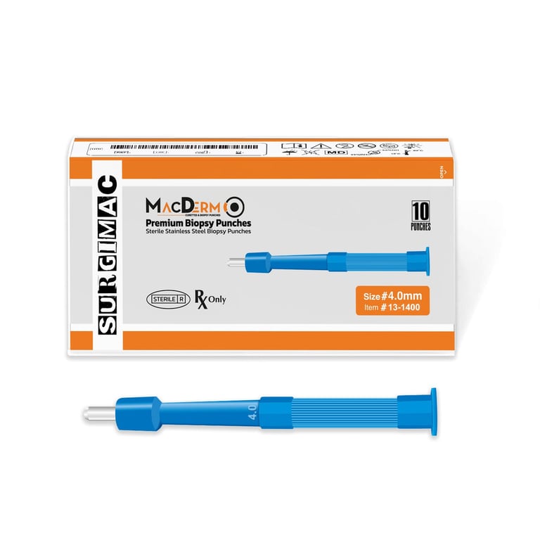MacDerm 4.0mm Disposable Sterile Biopsy Punch, 10/Pk. Single use instrument for obtaining