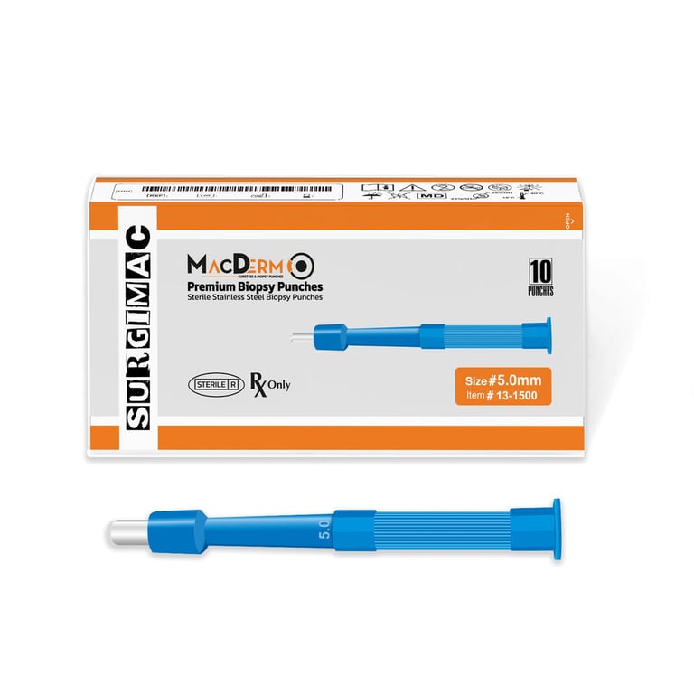 MacDerm 5.0mm Disposable Sterile Biopsy Punch, 10/Pk. Single use instrument for obtaining