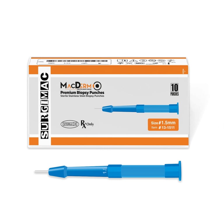 MacDerm 1.5mm Disposable Sterile Biopsy Punch, 10/Pk. Single use instrument for obtaining