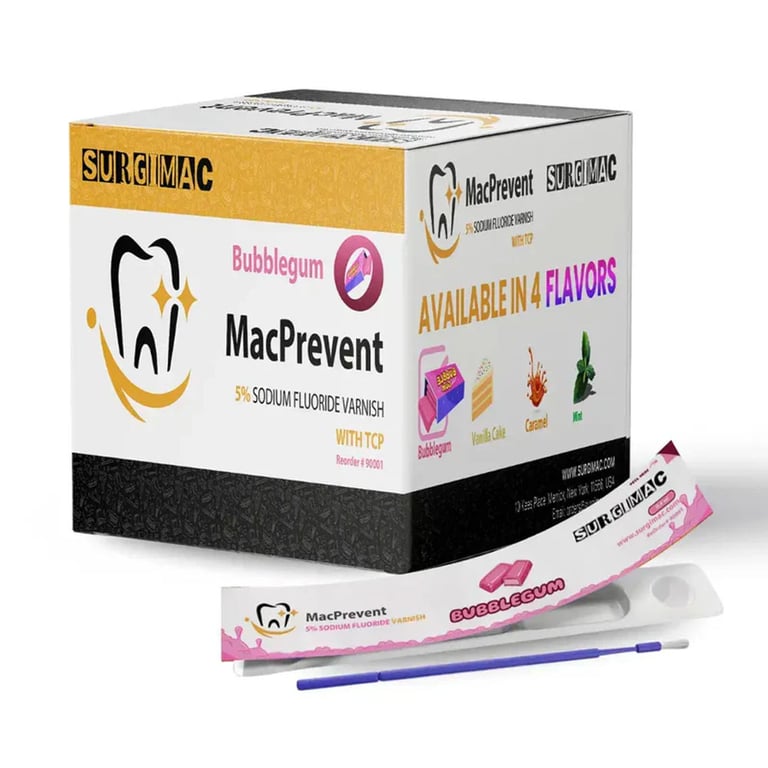 MacPrevent 5% Sodium Fluoride Varnish with TCP, Bubblegum, 0.4mL Unit Dose, 50/Pk. Effectively
