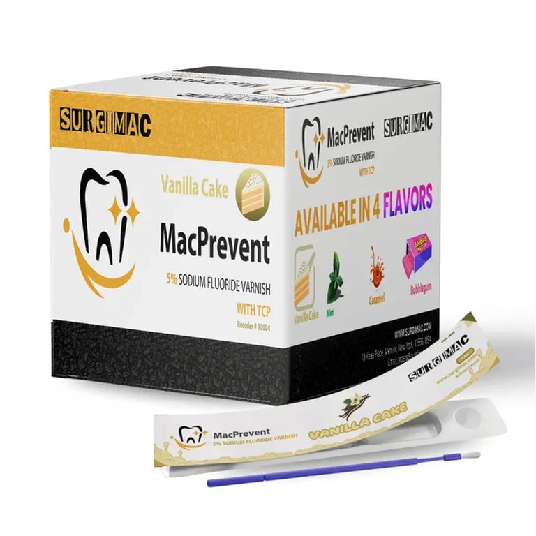 MacPrevent 5% Sodium Fluoride Varnish with TCP, Vanilla, 0.4mL Unit Dose, 50/Pk. Effectively