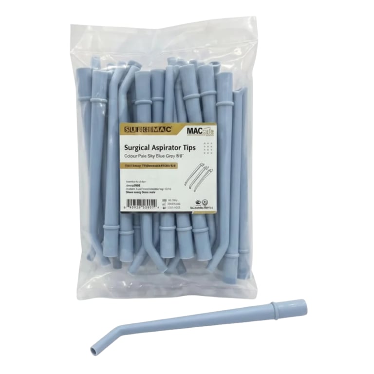 MacSafe 1/16" Surgical Aspirating Tip, Blue, 25/Bag. Clears blood and irrigant from a surgical