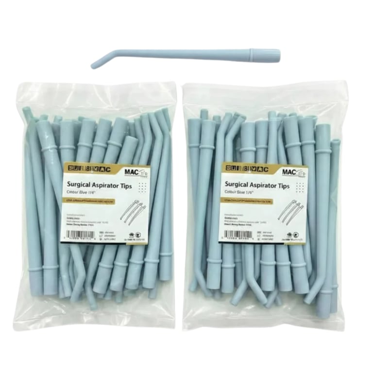 MacSafe 1/16" Surgical Aspirating Tip, Blue, 25/Bag, Case of 50. Clears blood and irrigant