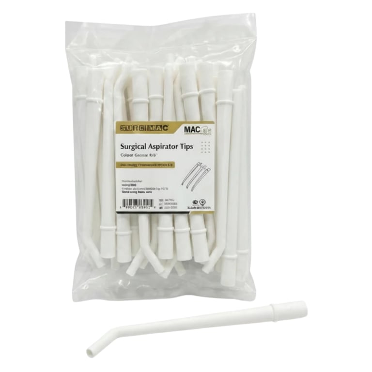 MacSafe 1/8" Surgical Aspirating Tip, White, 25/Bag. Clears blood and irrigant from a surgical
