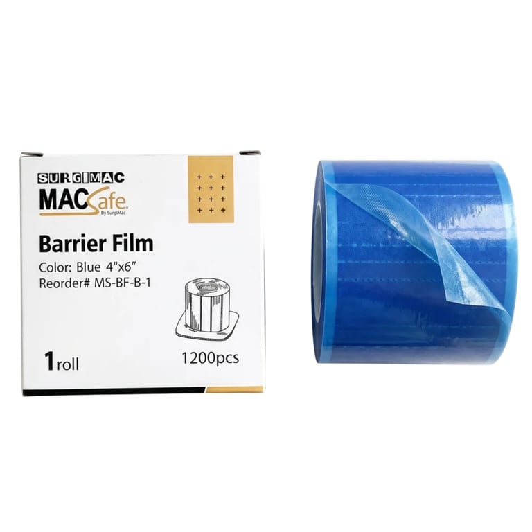 MacSafe 4" x 6" 0.05mm Barrier Film, Blue, 1200/Roll, Case of 12. Peels one sheet at a time