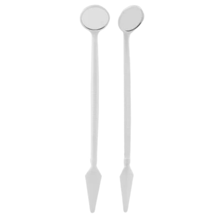 MacSafe Size 4.5 Plastic Mouth Mirror, 7" Spatula Handle, White, 100/Bag. Gives an indirect view