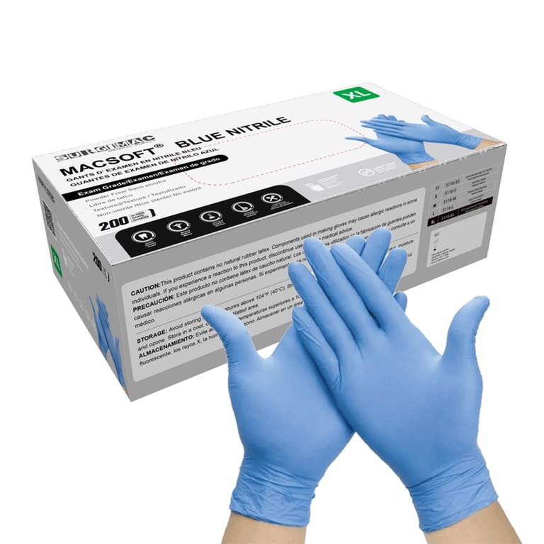 MacSoft Nitrile Powder Free Exam Gloves, X-Large,