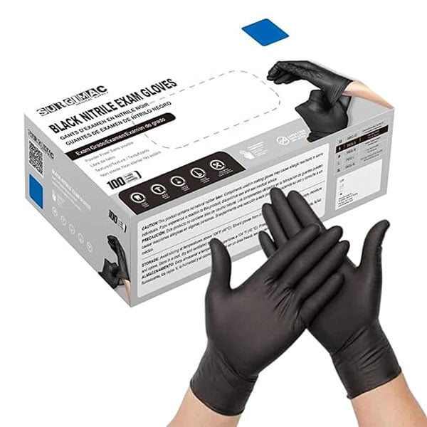 MacSoft Powder Free Nitrile Exam Gloves, Chemo Tested, Black, Small, 100/Box