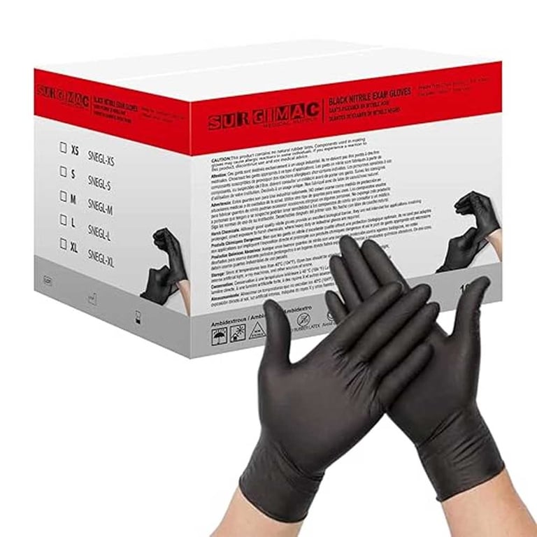 MacSoft Powder Free Nitrile Exam Gloves, Chemo Tested, Black, Extra-Large, 100/Box, Case of 10