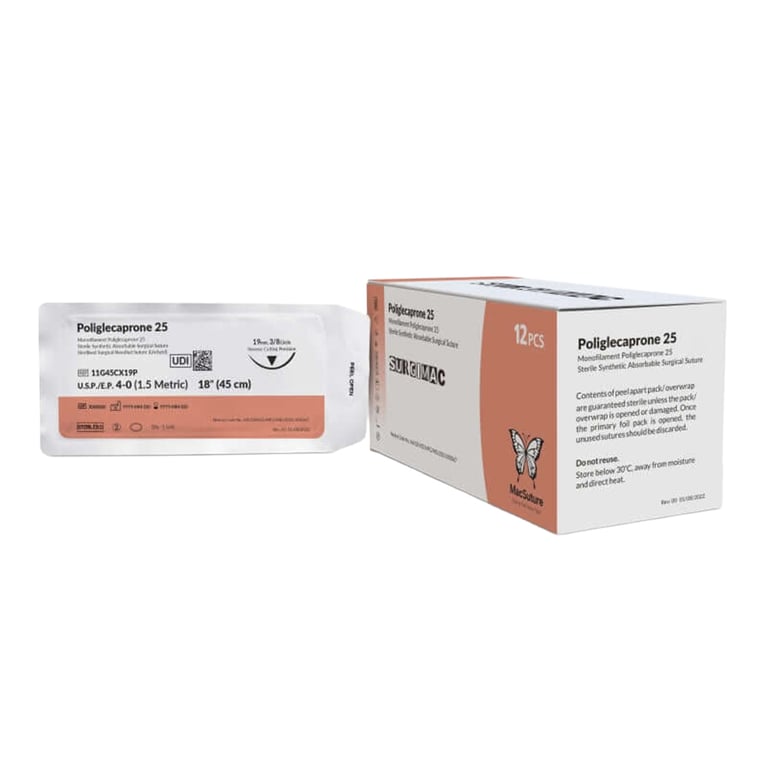 MacSuture 4/0 Poliglecaprone 25 30" Absorbable Suture, Violet, 12/Box. Reverse cutting DFS-2